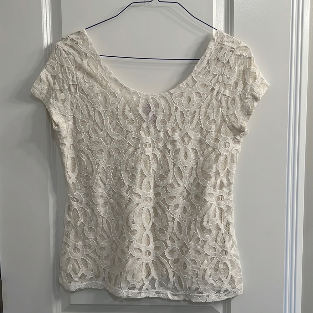 Banana Republic White Lace Blouse M